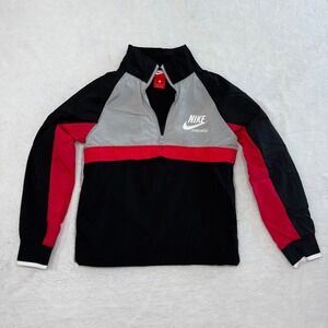 Nike Sportswear Windbreaker Quarter Zip Pullover Black Grey Red Kids Small S